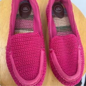 The Sak pink woven loafer 9